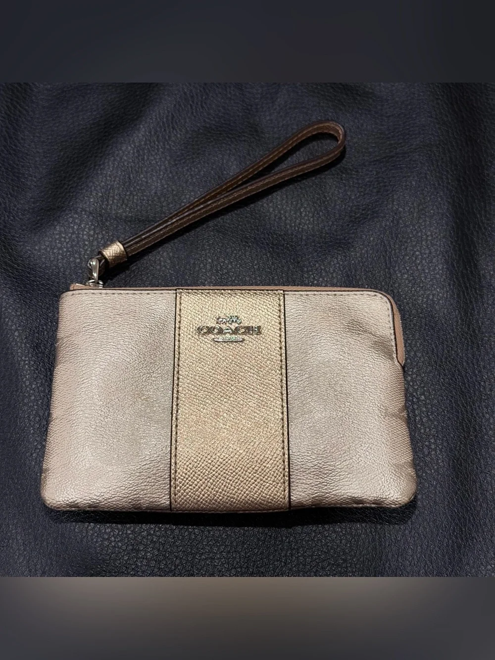 Coach Metallic Corner Zip Wristlet